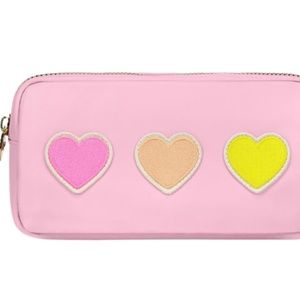 Stoney Clover Lane Flamingo Heart Embroidered Pouch NWT Pink Patches